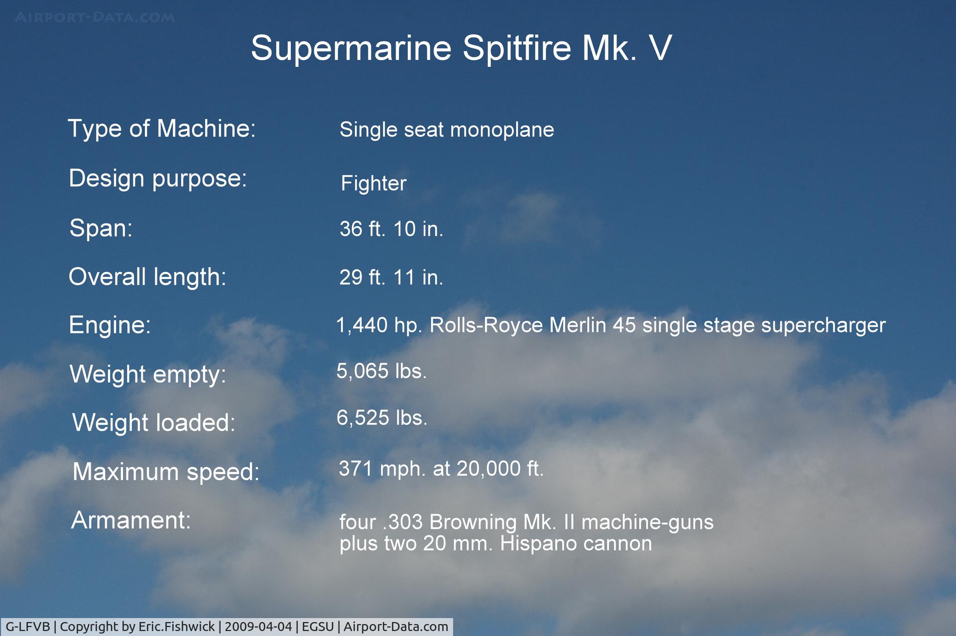 G-LFVB, 1942 Supermarine 349 Spitfire LF.Vb C/N CBAF.2403, DESCRIPTION