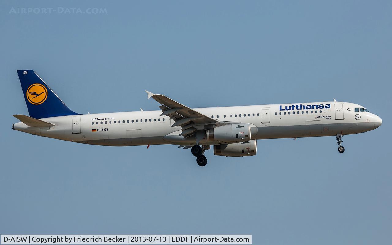 D-AISW, 2009 Airbus A321-231 C/N 4087, on final at Frankfurt