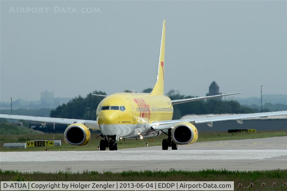 D-ATUA, 2010 Boeing 737-8K5 C/N 37245, Canary bird at holding point 26L.....
