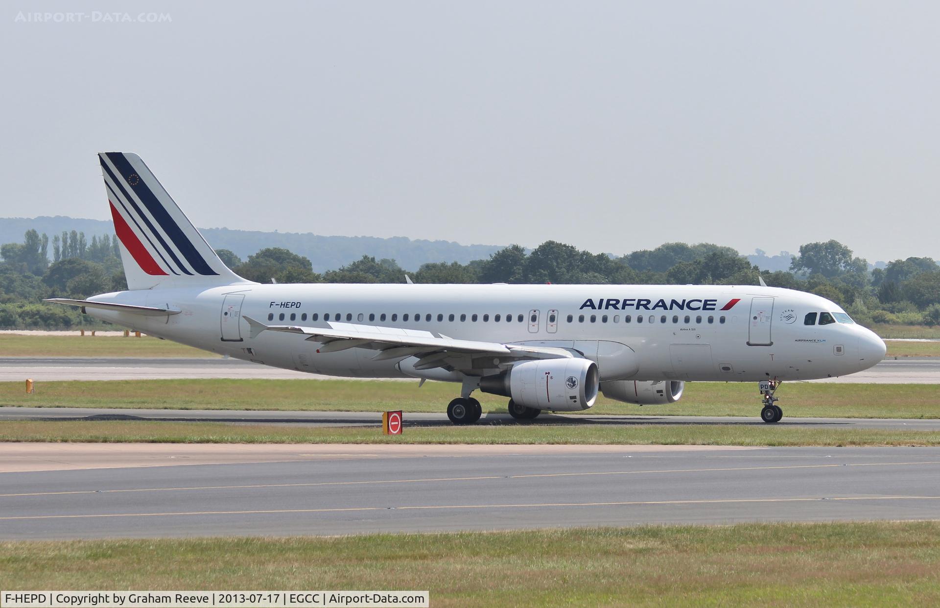F-HEPD, 2010 Airbus A320-214 C/N 4295, Just landed at Manchester.