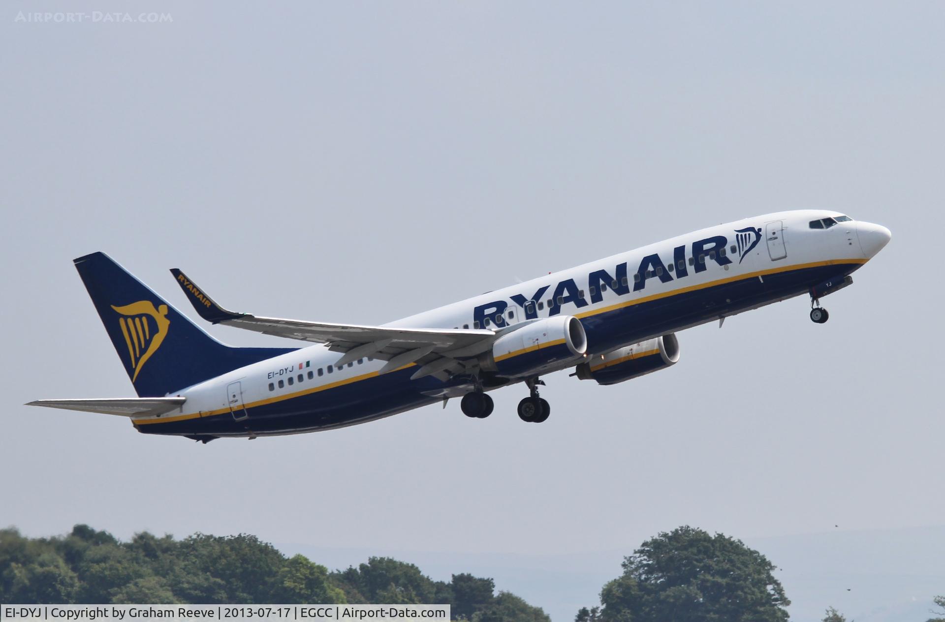 EI-DYJ, 2008 Boeing 737-8AS C/N 36572, Just airbourne at Manchester.