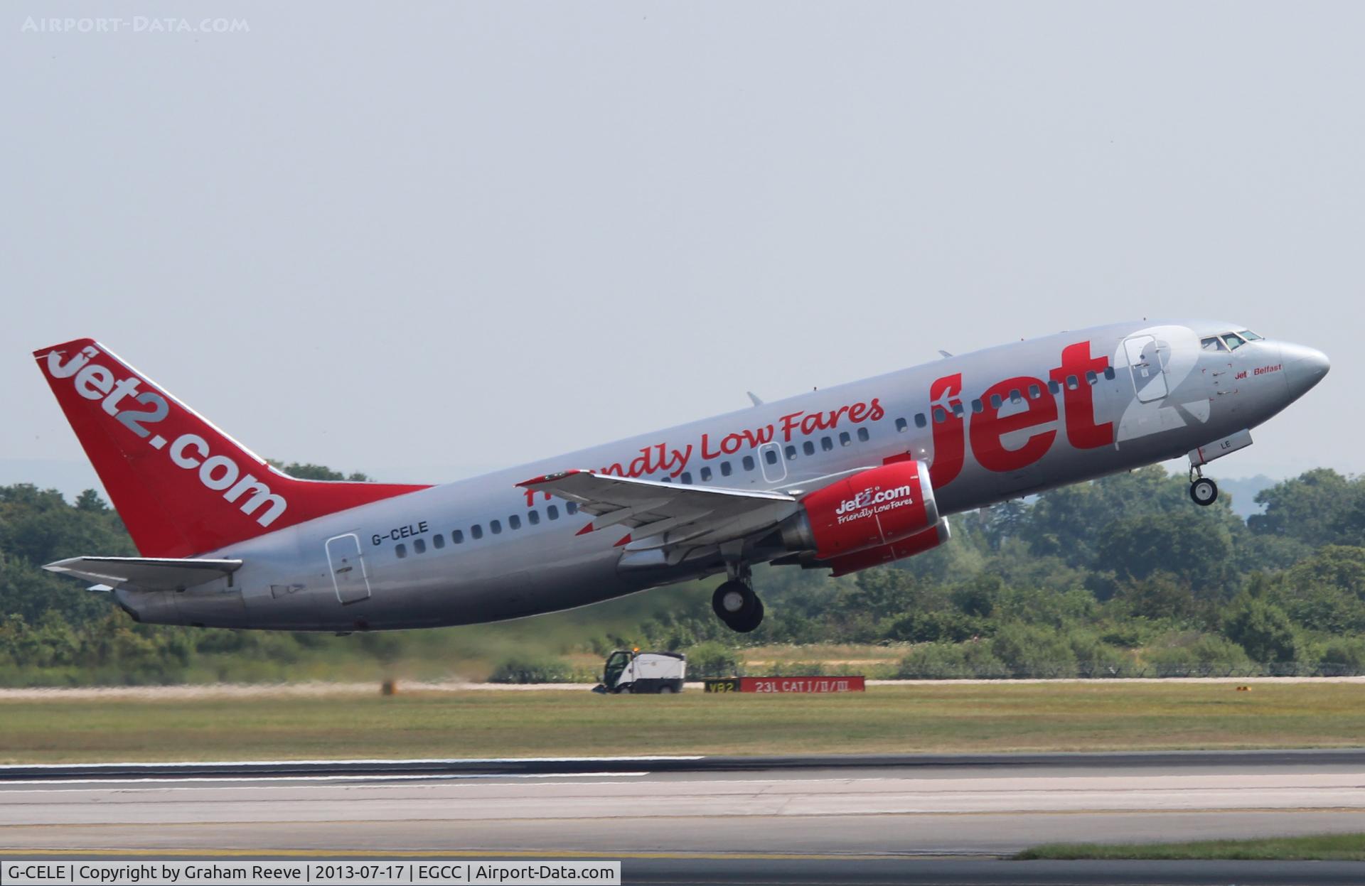 G-CELE, 1988 Boeing 737-33A C/N 24029, Departing from Manchester.