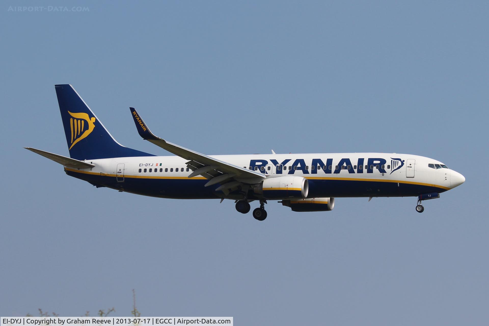 EI-DYJ, 2008 Boeing 737-8AS C/N 36572, About to land at Manchester.