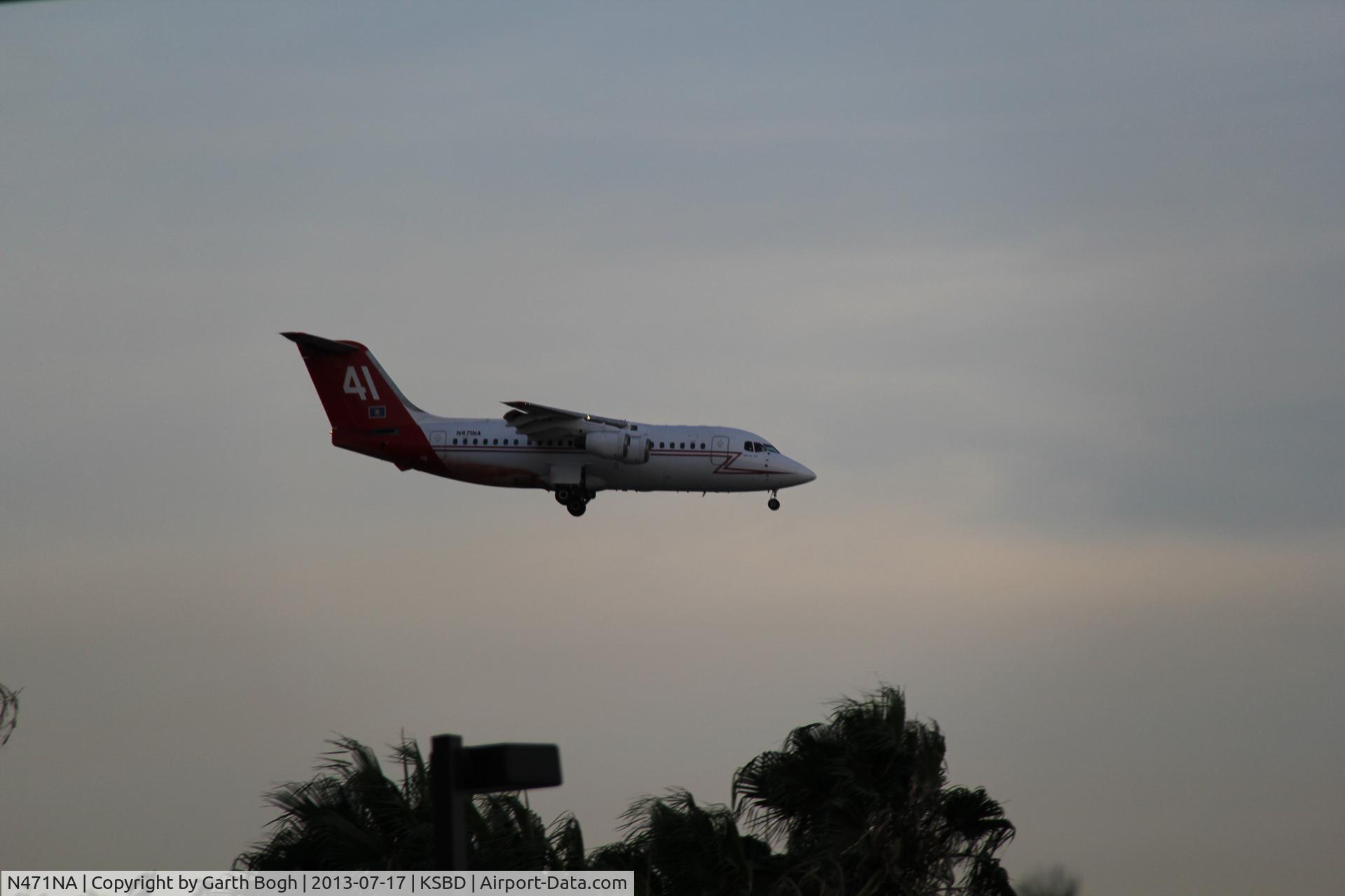 N471NA, 1989 British Aerospace BAe.146-200 C/N E2136, On approach at SBD
