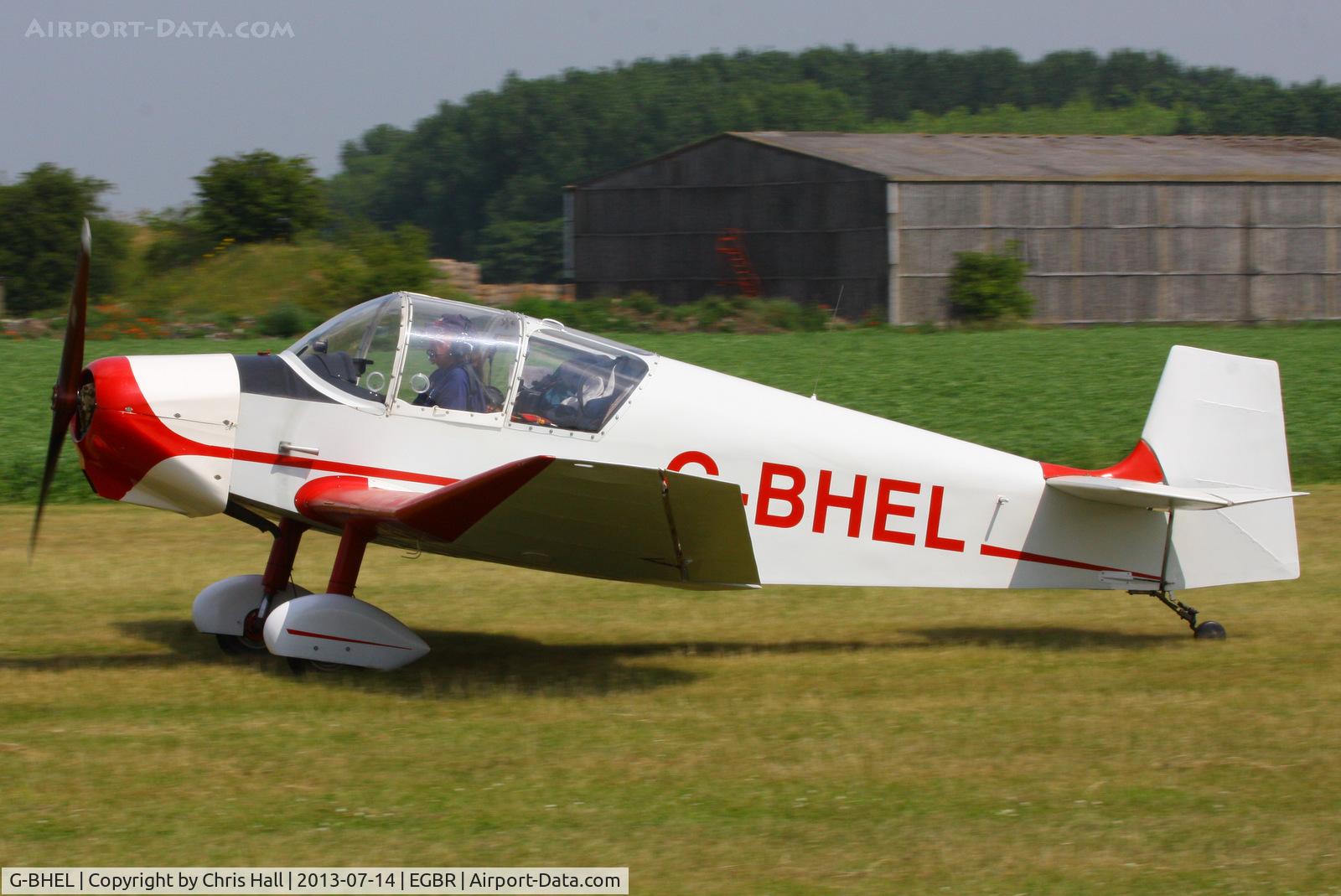 G-BHEL, 1957 SAN Jodel D-117 C/N 735, at the Real Aeroplane Club's Wings & Wheels fly-in, Breighton