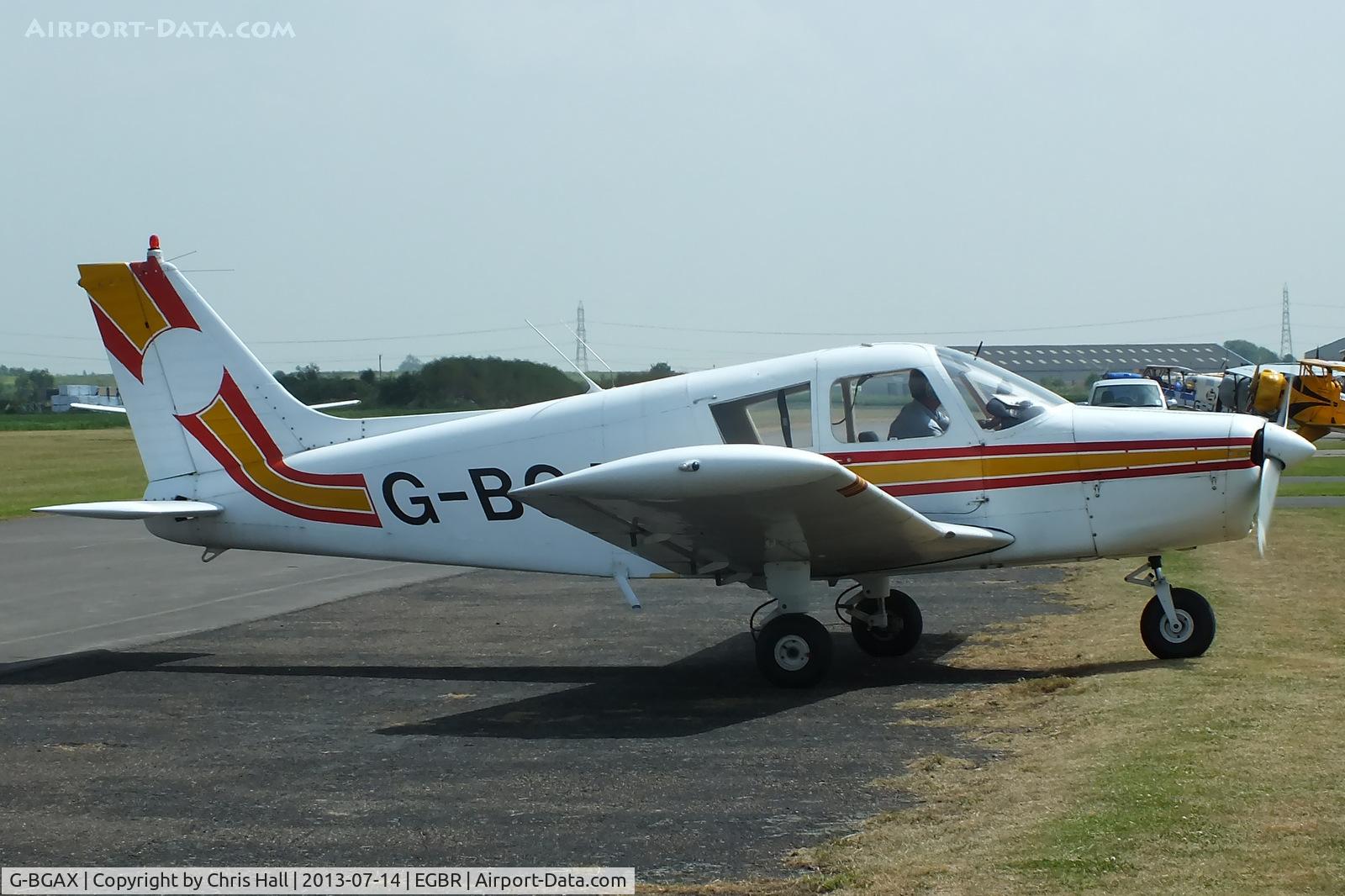G-BGAX, 1973 Piper PA-28-140 Cherokee C/N 28-7325409, at the Real Aeroplane Club's Wings & Wheels fly-in, Breighton