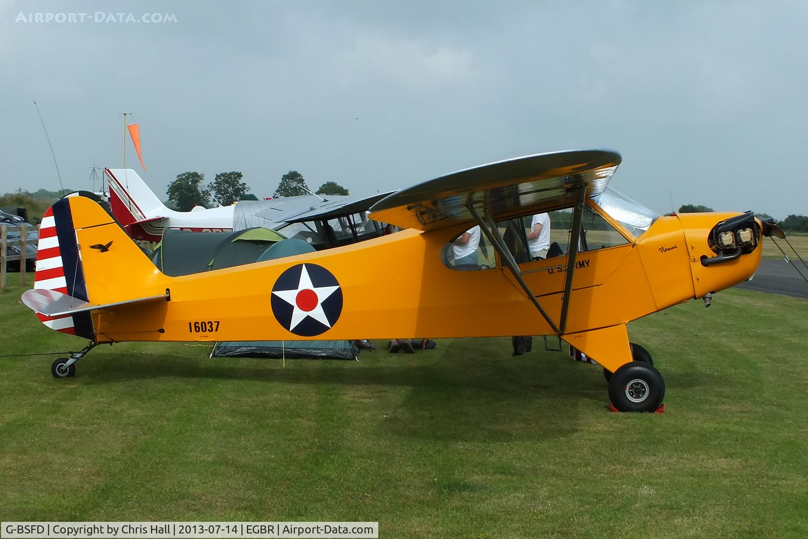 G-BSFD, 1946 Piper J3C-65 Cub Cub C/N 16037, at the Real Aeroplane Club's Wings & Wheels fly-in, Breighton