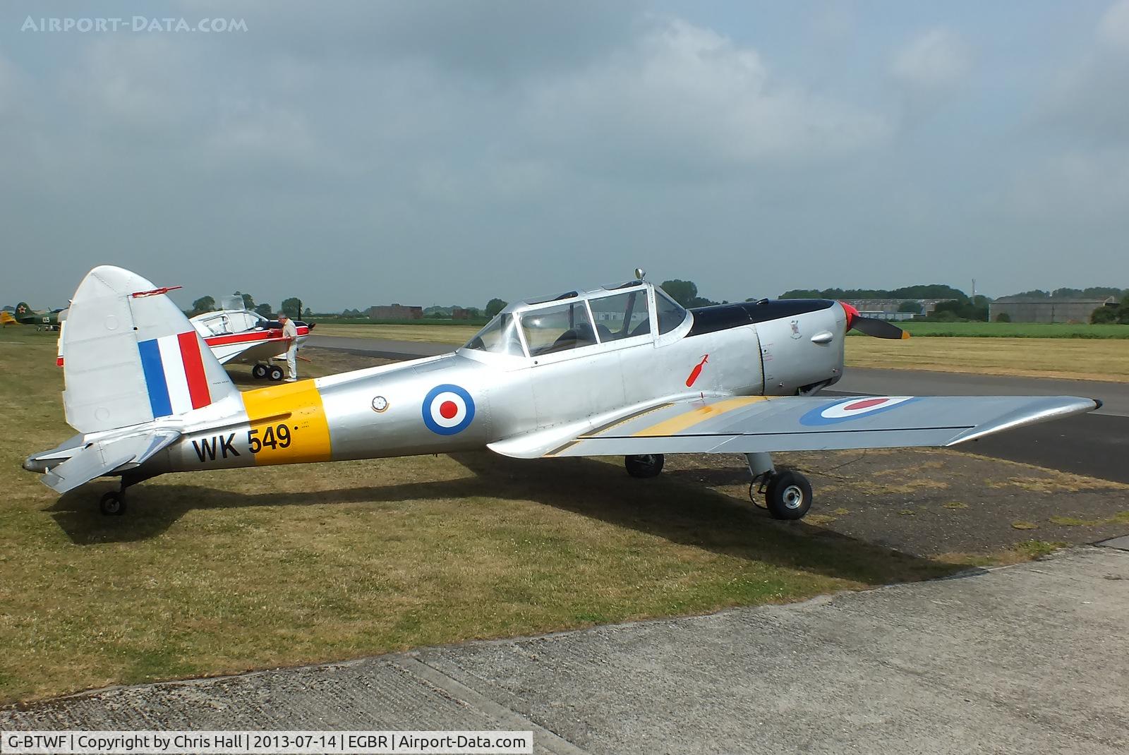 G-BTWF, 1951 De Havilland DHC-1 Chipmunk T.10 C/N C1/0564, at the Real Aeroplane Club's Wings & Wheels fly-in, Breighton