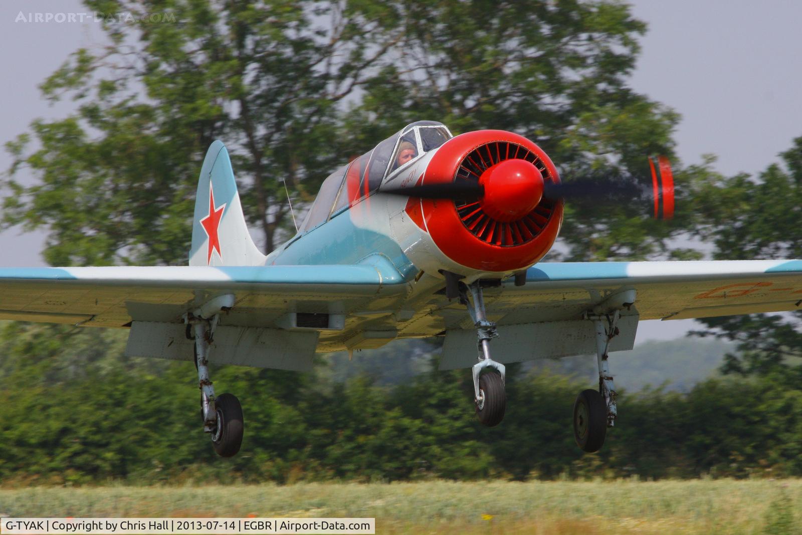 G-TYAK, 1989 Bacau Yak-52 C/N 899907, at the Real Aeroplane Club's Wings & Wheels fly-in, Breighton