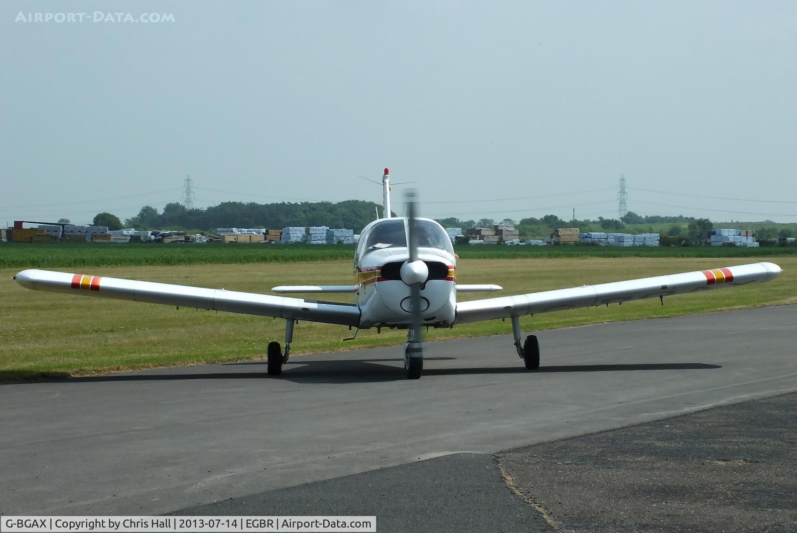 G-BGAX, 1973 Piper PA-28-140 Cherokee C/N 28-7325409, at the Real Aeroplane Club's Wings & Wheels fly-in, Breighton