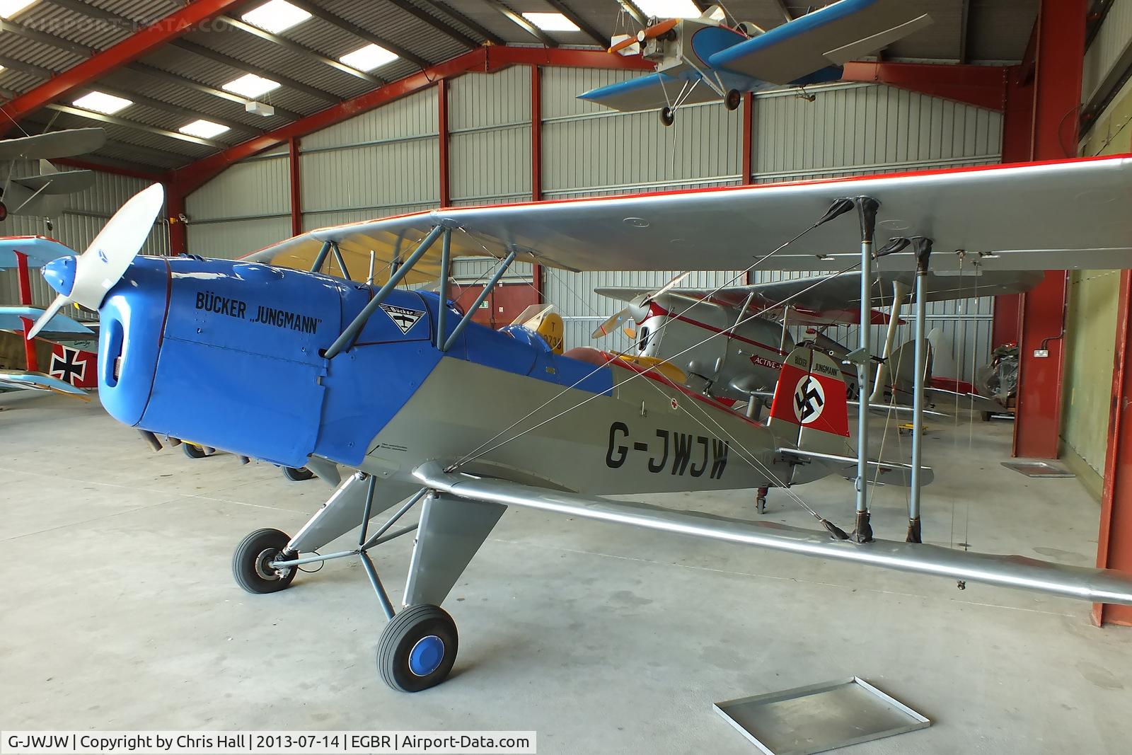 G-JWJW, 1957 CASA 1-131E Jungmann C/N 419, at the Real Aeroplane Club's Wings & Wheels fly-in, Breighton