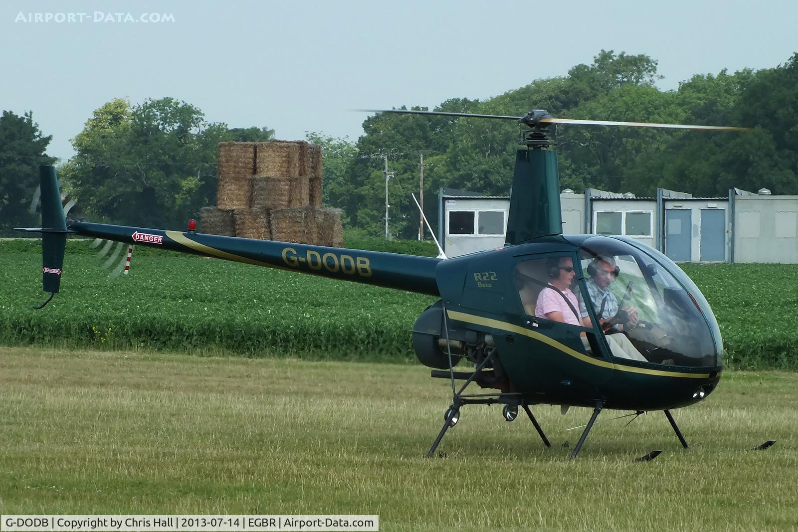 G-DODB, 1988 Robinson R22 Beta C/N 0911, at the Real Aeroplane Club's Wings & Wheels fly-in, Breighton