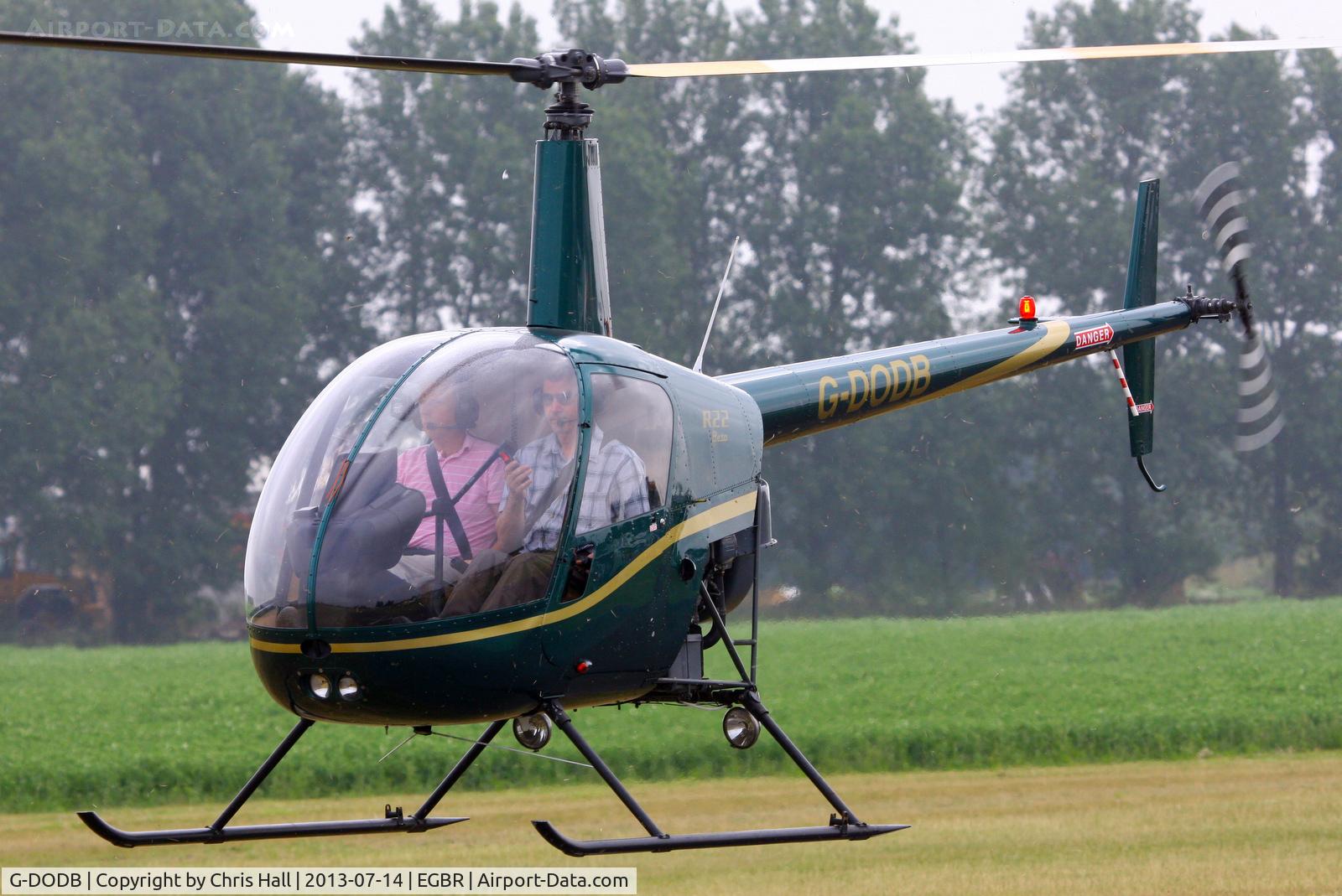 G-DODB, 1988 Robinson R22 Beta C/N 0911, at the Real Aeroplane Club's Wings & Wheels fly-in, Breighton