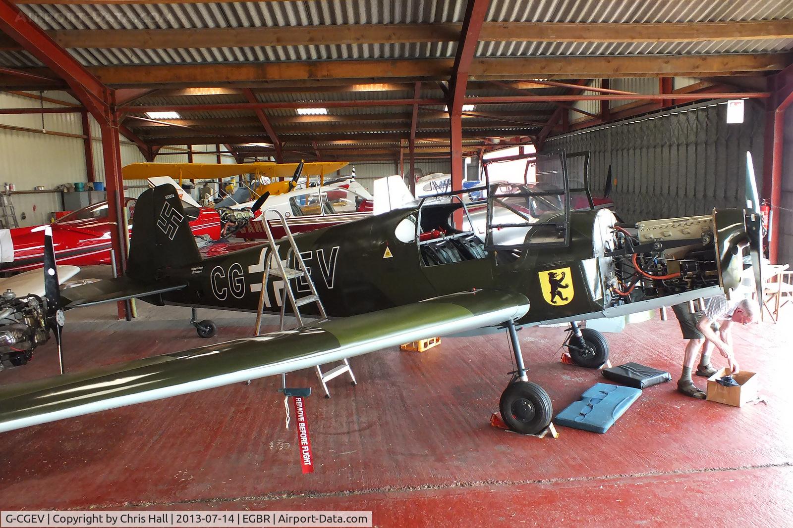 G-CGEV, 1970 Heliopolis Gomhouria Mk.6 (Bu-181) C/N 067, at the Real Aeroplane Club's Wings & Wheels fly-in, Breighton