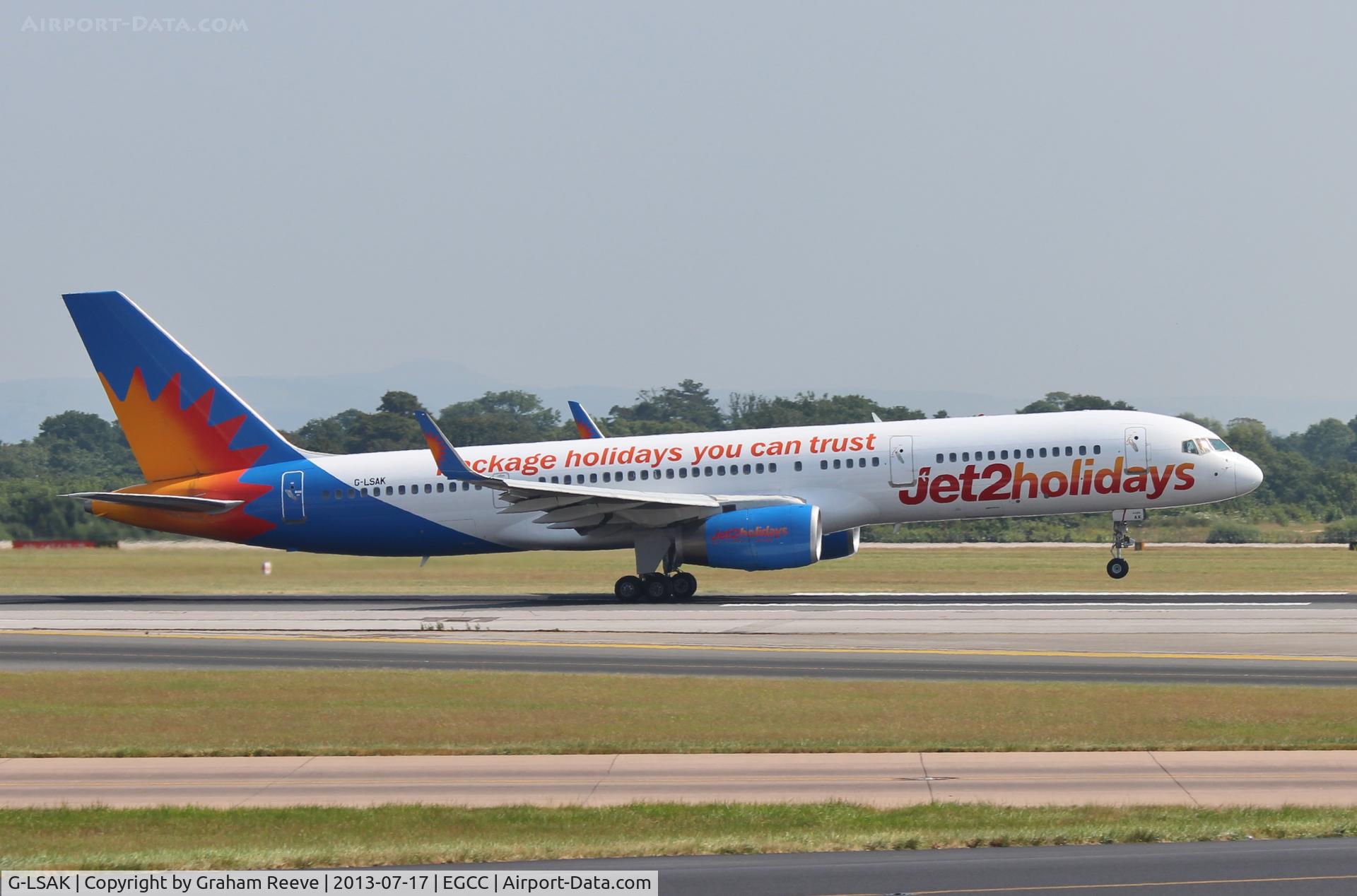 G-LSAK, 1996 Boeing 757-23N C/N 27973, About to get airbourne.