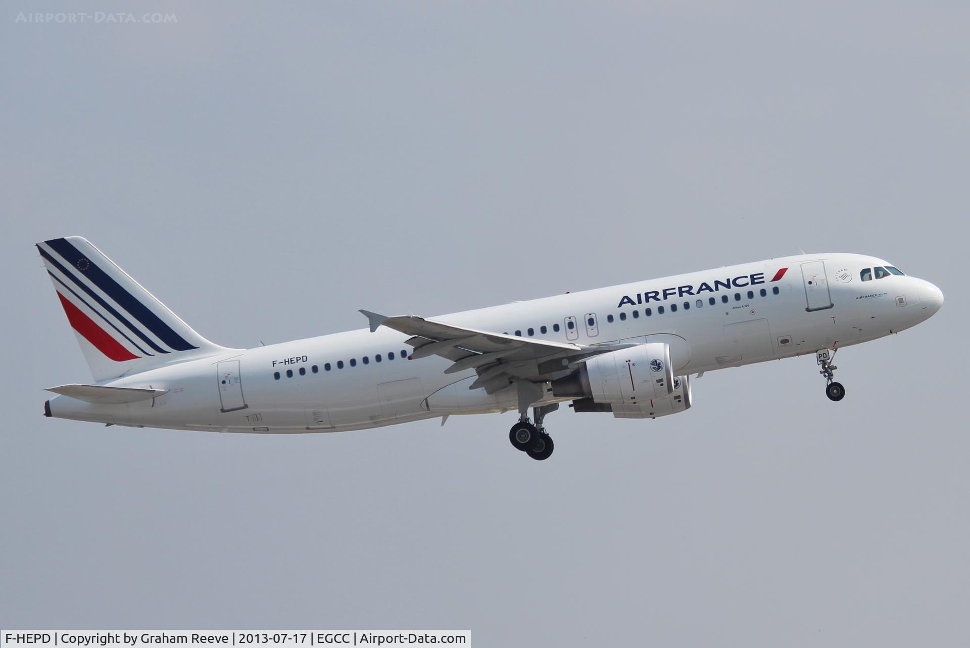 F-HEPD, 2010 Airbus A320-214 C/N 4295, Departing from Manchester.