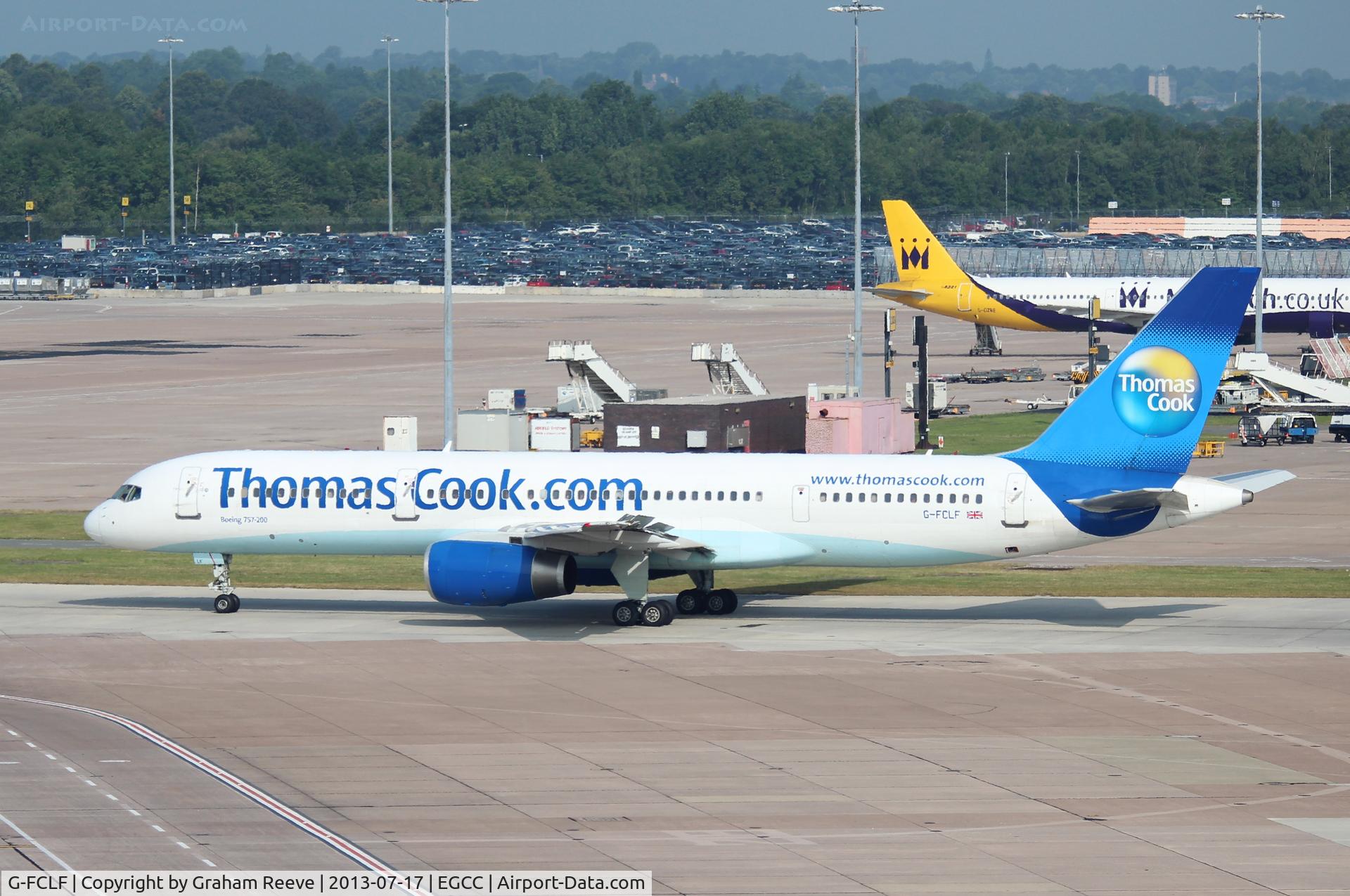 G-FCLF, 1999 Boeing 757-28A C/N 28835, About to depart from Manchester.