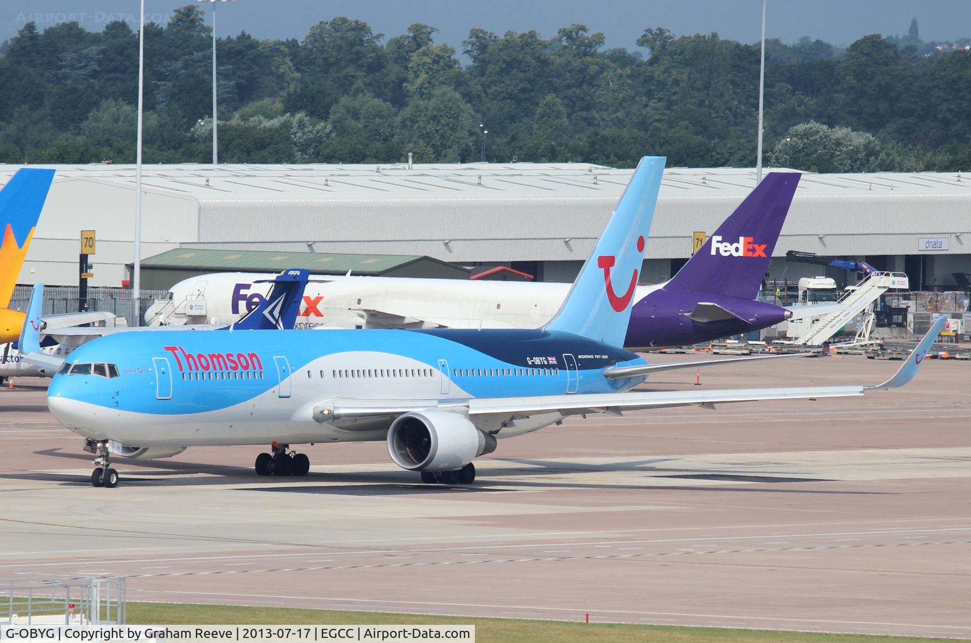 G-OBYG, 1999 Boeing 767-304 C/N 29137, About to depart.