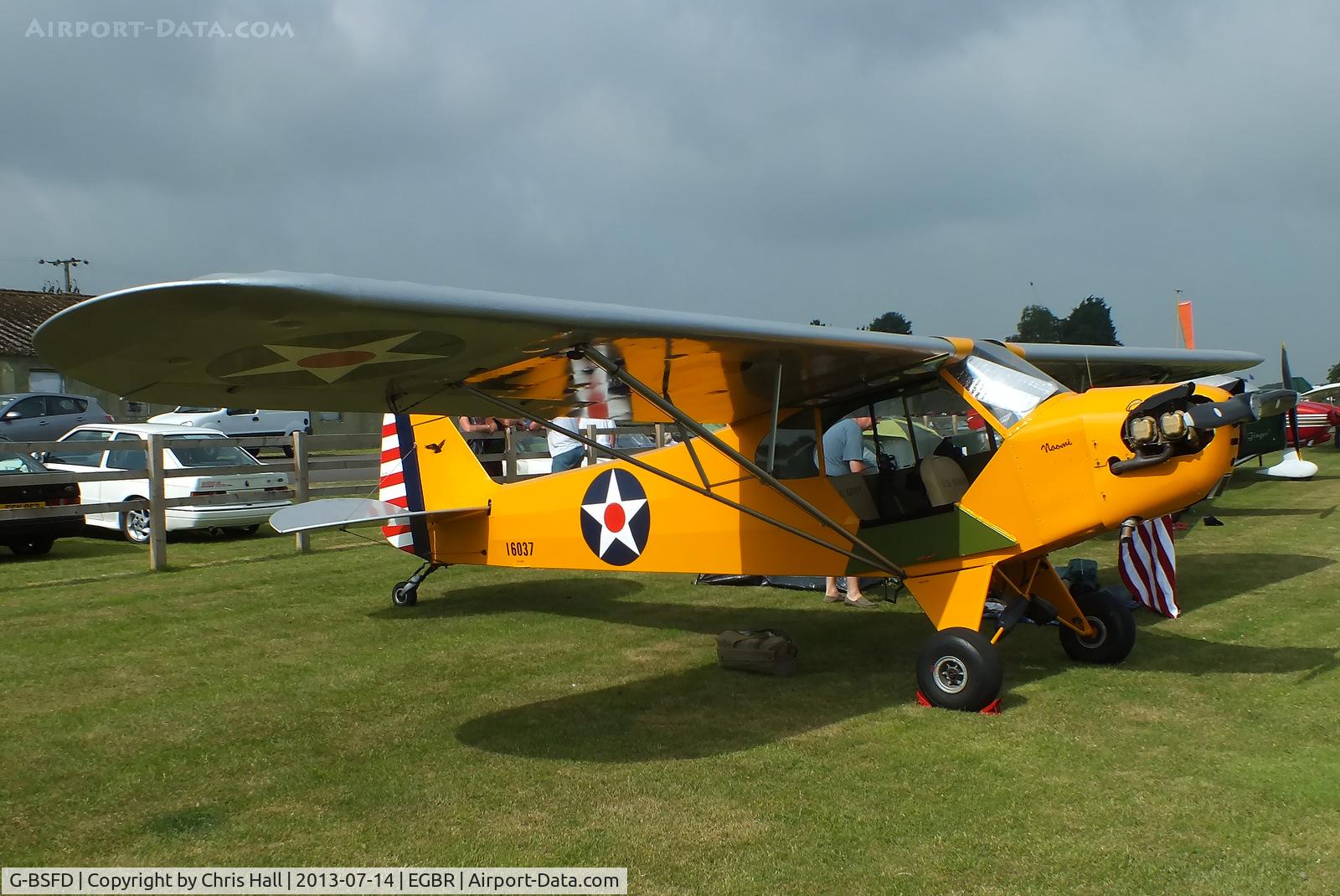 G-BSFD, 1946 Piper J3C-65 Cub Cub C/N 16037, at the Real Aeroplane Club's Wings & Wheels fly-in, Breighton