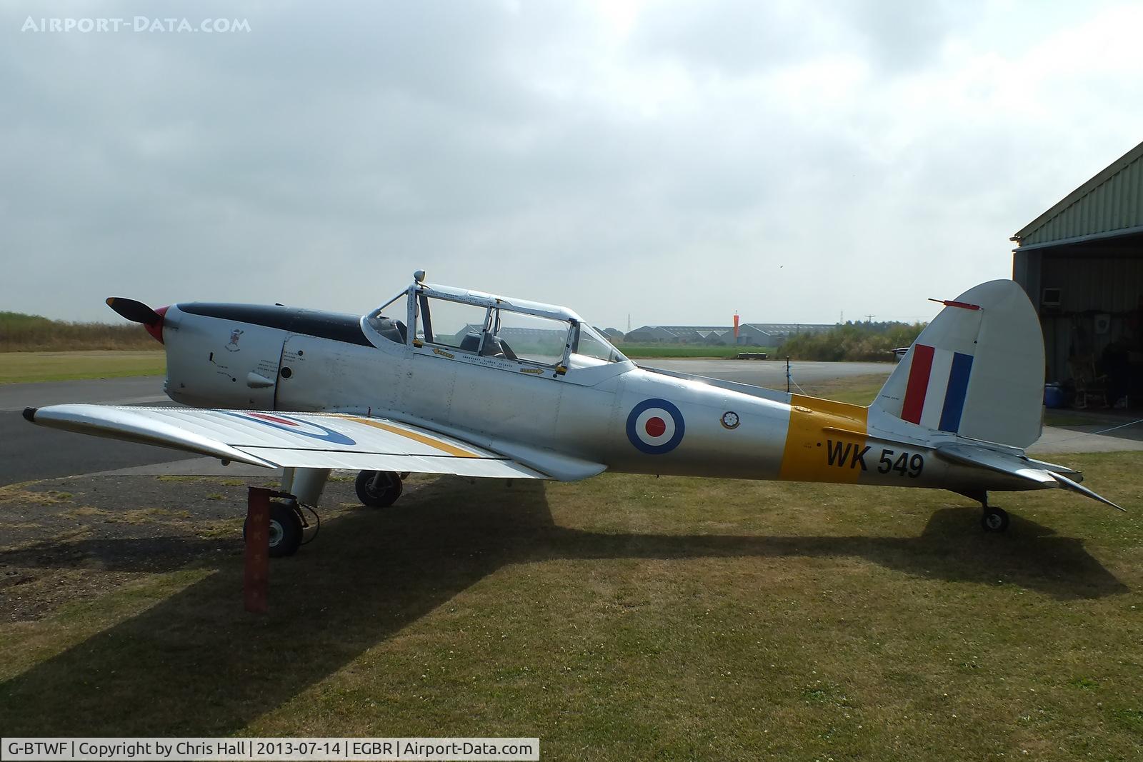 G-BTWF, 1951 De Havilland DHC-1 Chipmunk T.10 C/N C1/0564, at the Real Aeroplane Club's Wings & Wheels fly-in, Breighton