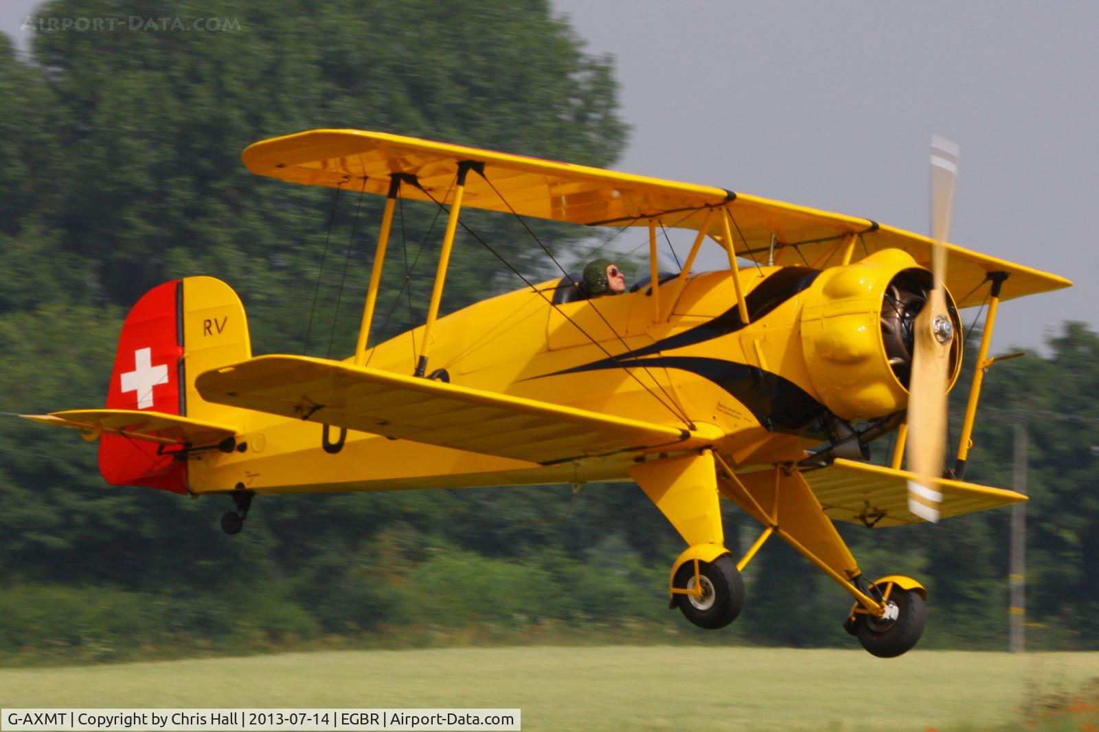 G-AXMT, 1938 Bucker Bu-133C Jungmeister C/N 46, at the Real Aeroplane Club's Wings & Wheels fly-in, Breighton