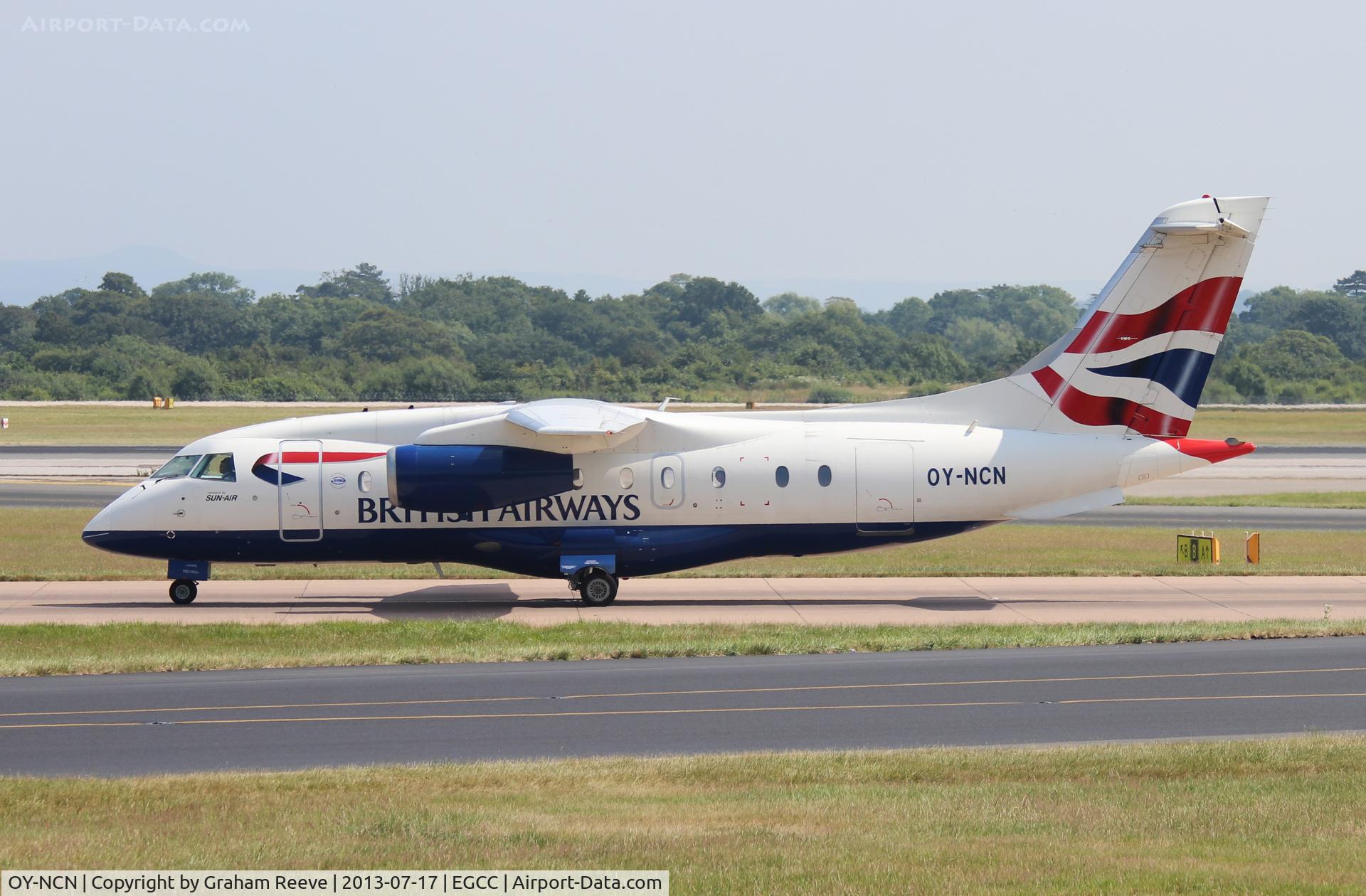 OY-NCN, 2001 Fairchild Dornier 328-310 328JET C/N 3193, Just landed at manchester.