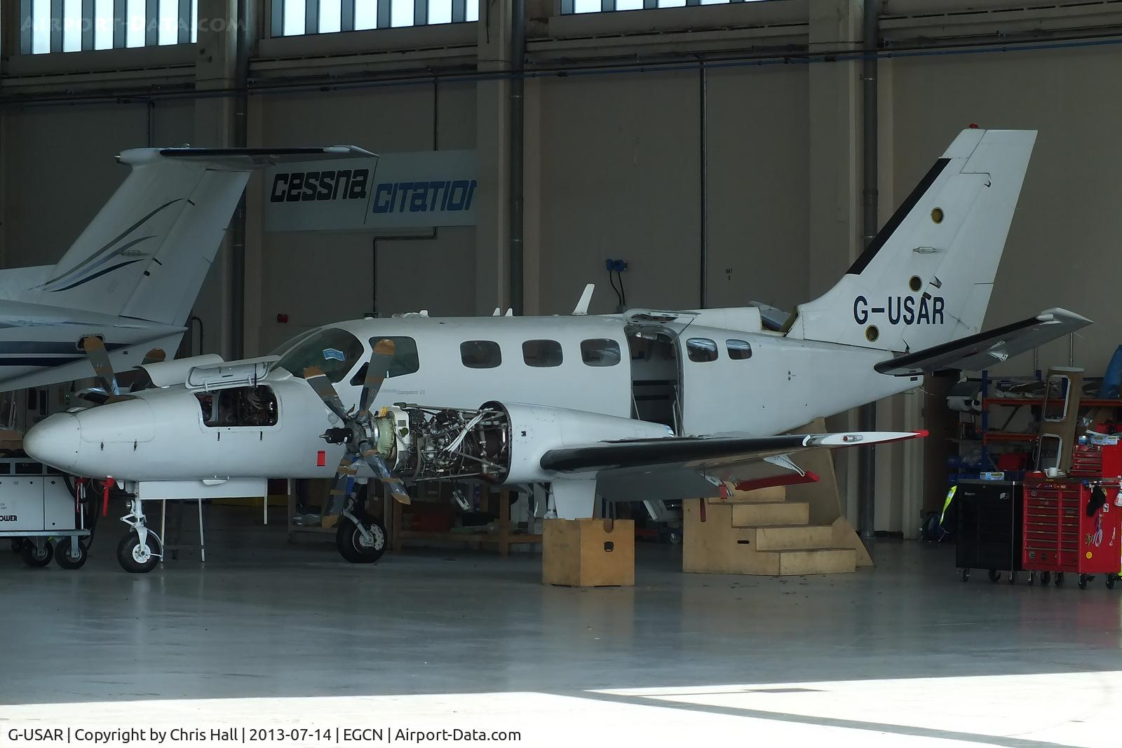 G-USAR, 1985 Cessna 441 Conquest II C/N 441-0355, inside the Kinch Aviation hangar
