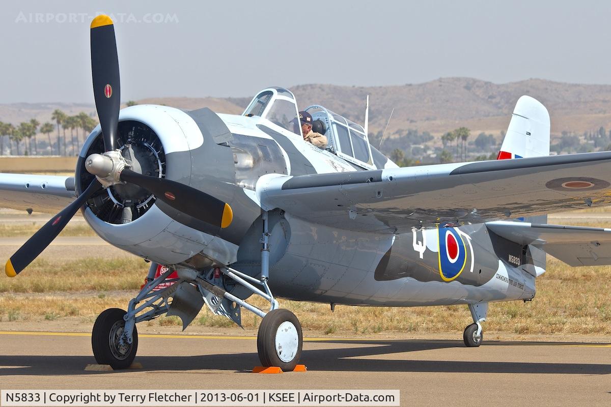 N5833, 1945 General Motors (Grumman) FM-2 Wildcat C/N 5833, At 2013 Wings Over Gillespie Airshow in San Diego , California