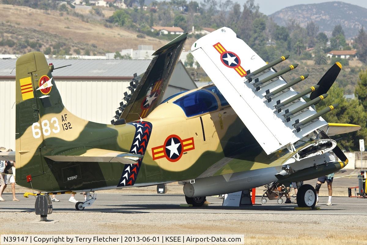 N39147, Douglas AD-5 (A-1E) Skyraider C/N 9540, At 2013 Wings Over Gillespie Airshow in San Diego , California
