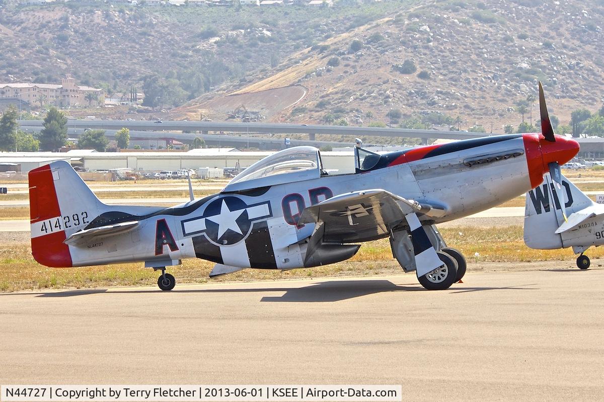 N44727, 1944 North American P-51D Mustang C/N 122-39198, At 2013 Wings Over Gillespie Airshow in San Diego , California