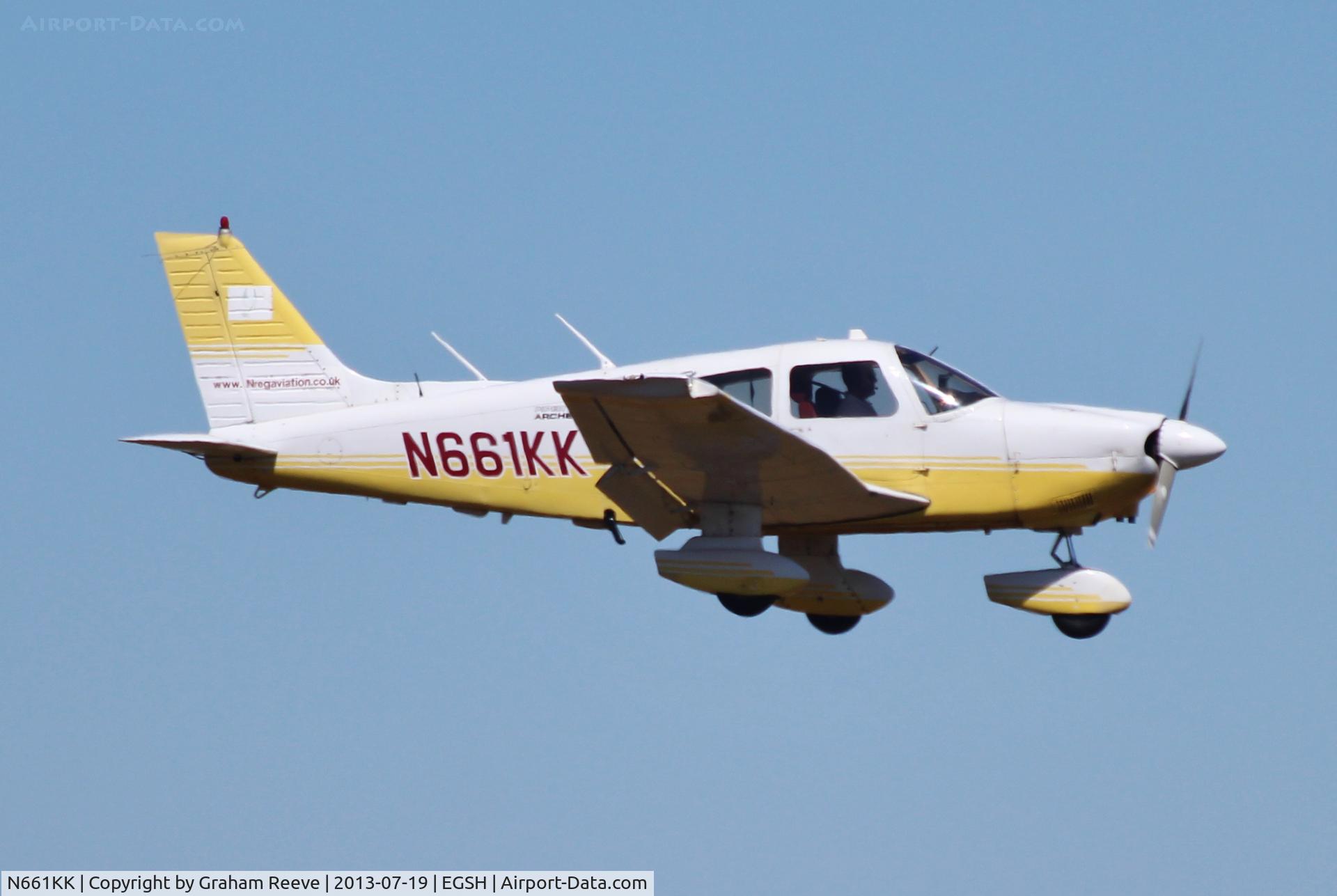 N661KK, 1987 Piper PA-28-181 Archer II C/N 2890028, About to land at Norwich.
