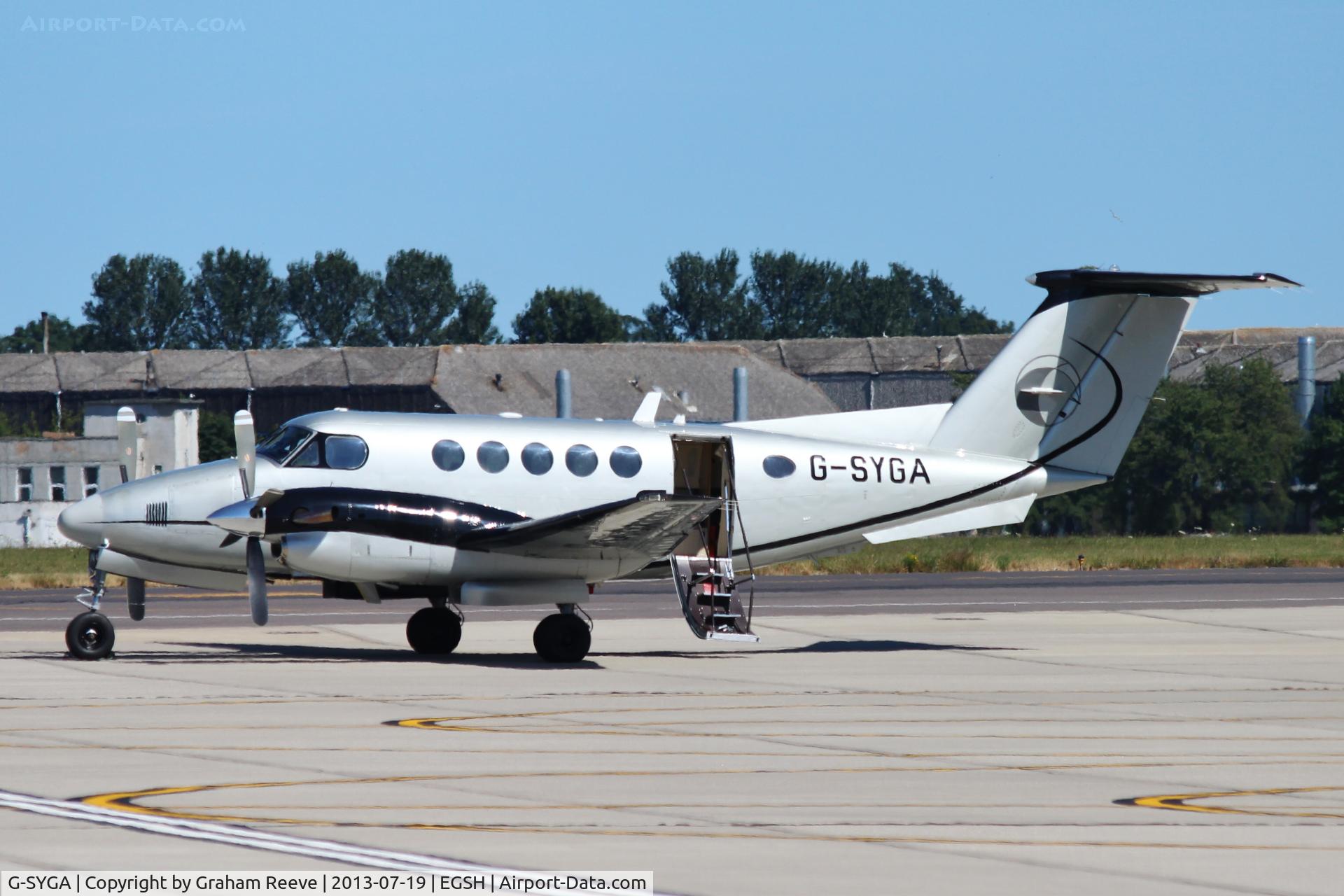 G-SYGA, 1982 Beech B200 Super King Air King Air C/N BB-1044, Parked at Norwich.