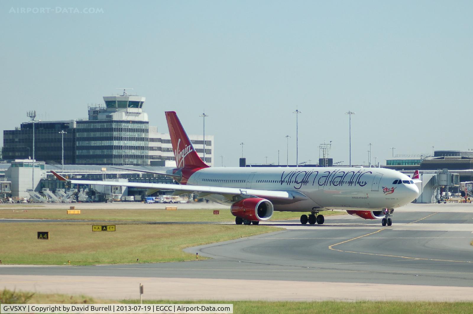 G-VSXY, 2010 Airbus A330-343X C/N 1195, Virgin Atlantic Airbus A330 (Beauty Queen) G-VSXY taxiing at Manchester Airport.