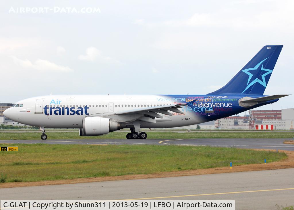 C-GLAT, 1991 Airbus A310-308 C/N 588, Taxiing holding point rwy 32R for departure in new c/s