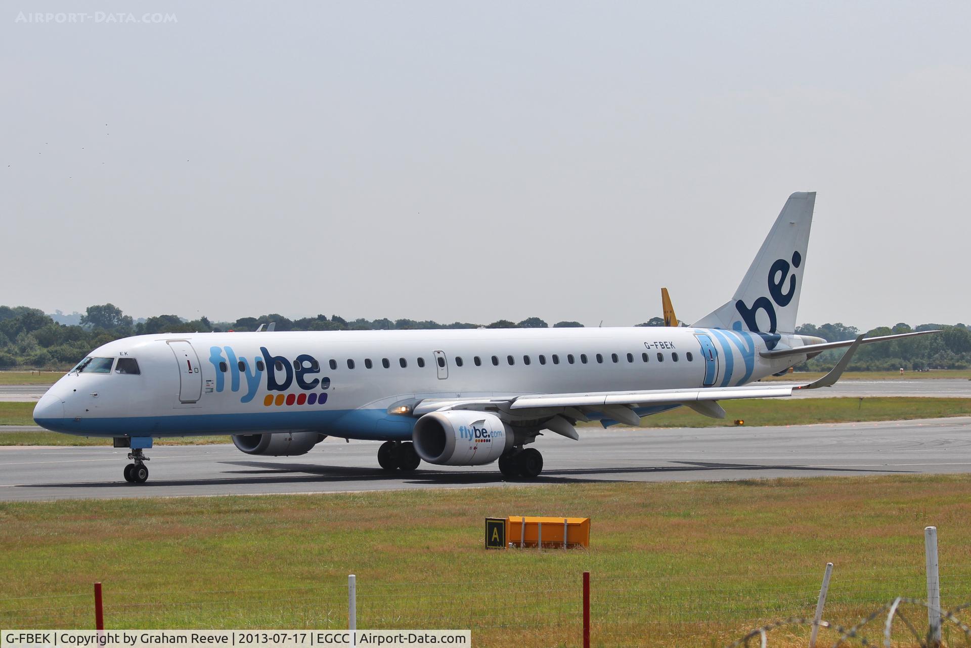G-FBEK, 2008 Embraer 195LR (ERJ-190-200LR) C/N 19000168, Just landed at Manchester.