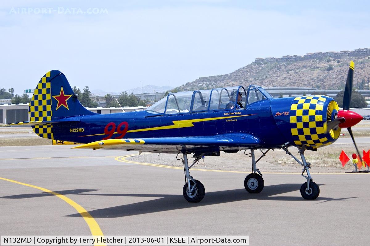 N132MD, 1983 Yakovlev Yak-52 C/N 833802, At the 2013 Wings Over Gillespie Airshow in San Diego - California