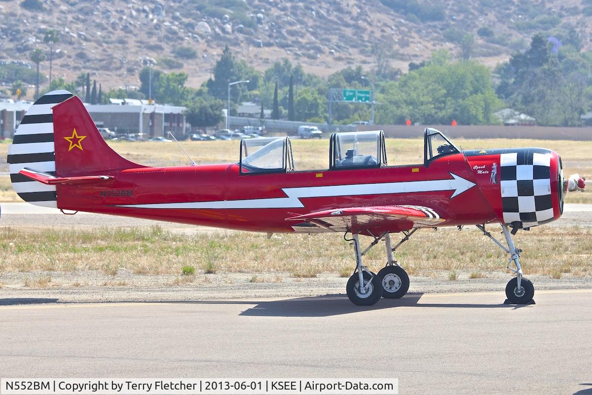 N552BM, 1991 Yakovlev (Aerostar) Yak-52 C/N 9111402, At the 2013 Wings Over Gillespie Airshow in San Diego - California