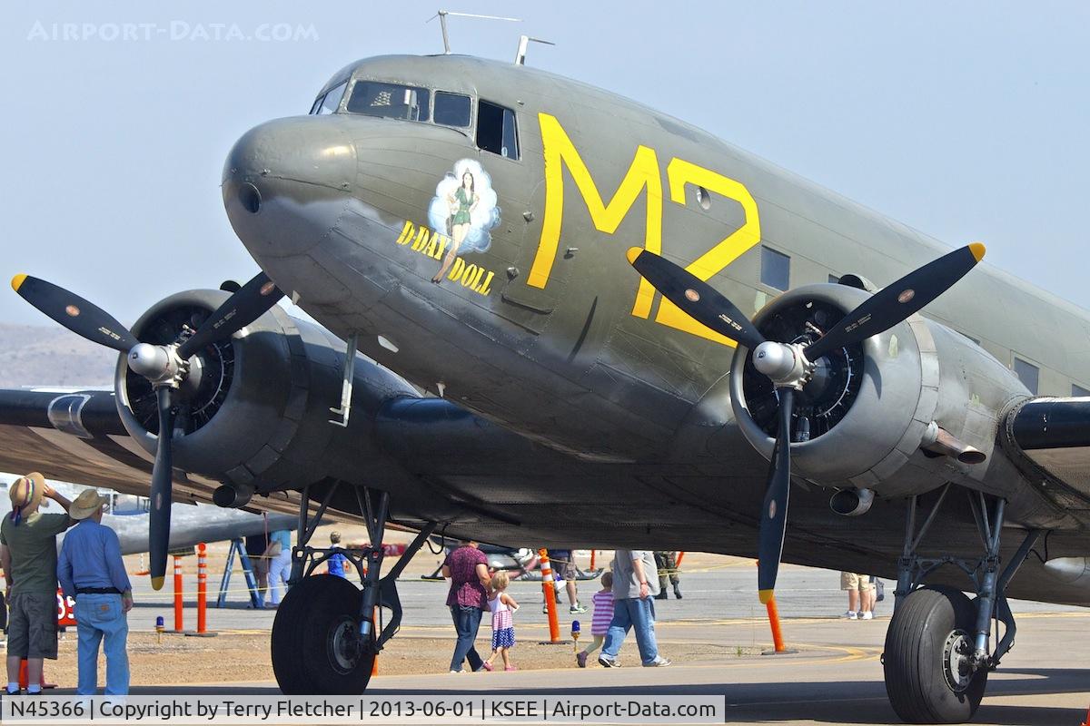 N45366, 1943 Douglas C-53D-DO Skytrooper (DC-3A) C/N 11757, At the 2013 Wings Over Gillespie Airshow in San Diego - California