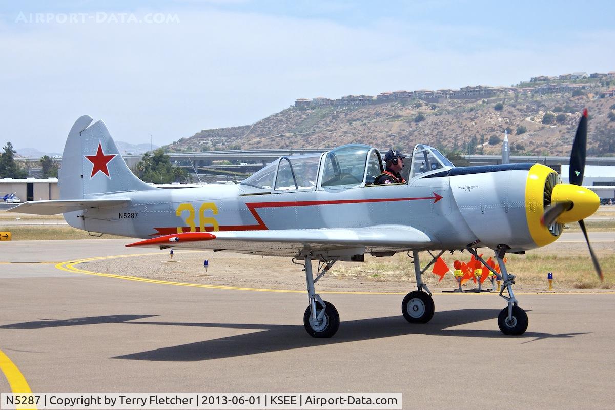 N5287, 1987 Yakovlev Yak-52 C/N 877509, At the 2013 Wings Over Gillespie Airshow in San Diego - California