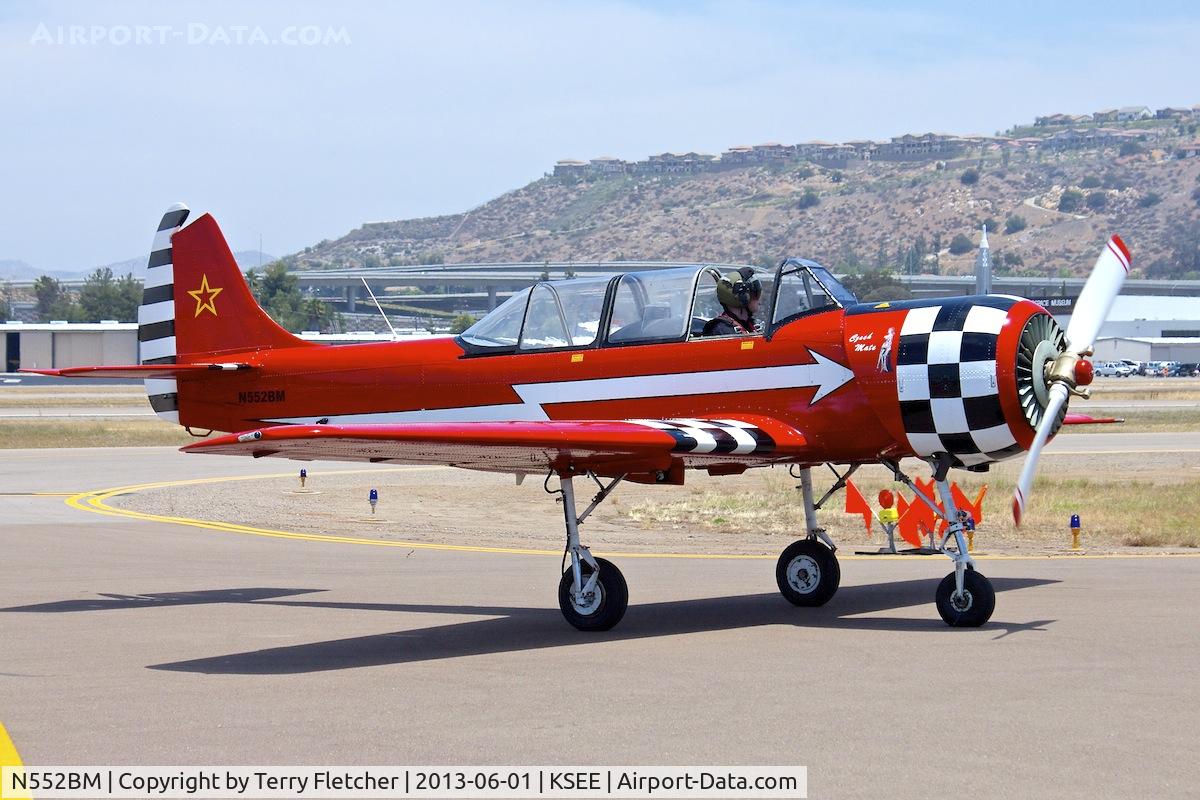 N552BM, 1991 Yakovlev (Aerostar) Yak-52 C/N 9111402, At the 2013 Wings Over Gillespie Airshow in San Diego - California