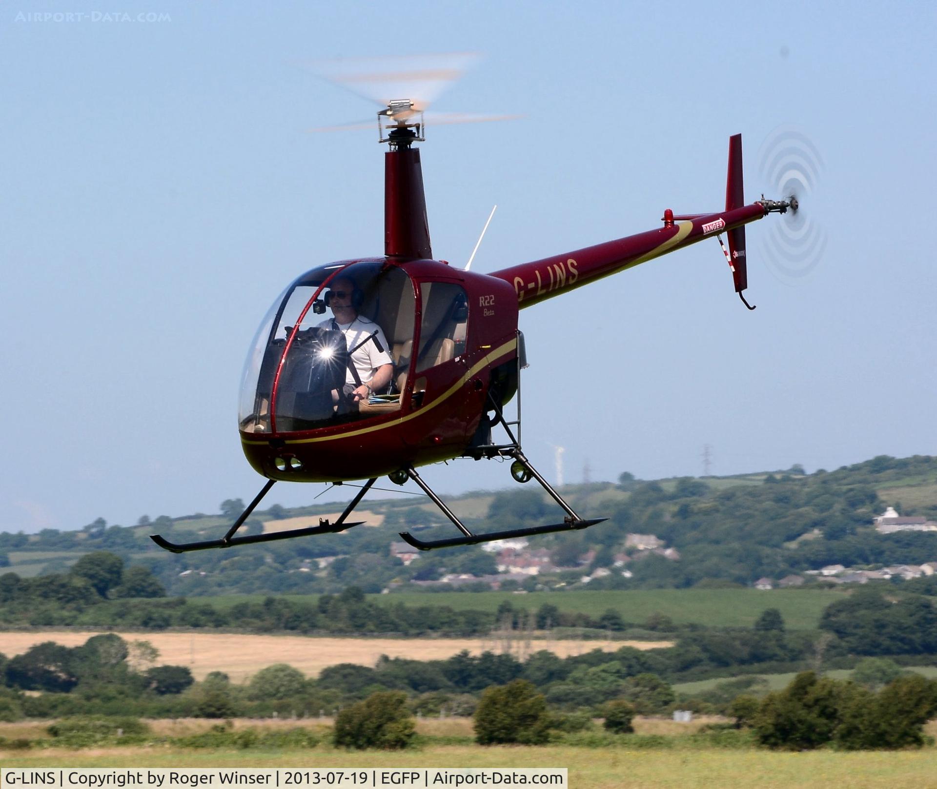 G-LINS, 1989 Robinson R22 Beta C/N 1201, Visiting Beta helicopter operated by Heli-Air Wales.