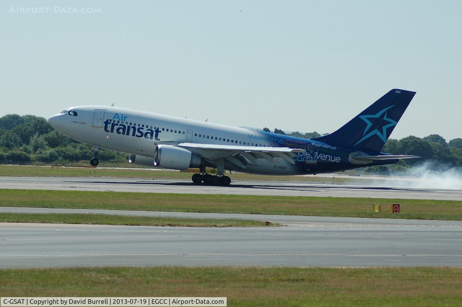C-GSAT, 1991 Airbus A310-308 C/N 600, Air Transat Airbus A310 C-GSAT landing at Manchester Airport.