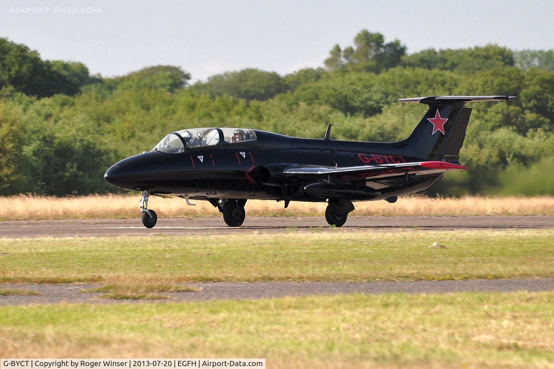 G-BYCT, 1973 Aero L-29 Delfin C/N 395142, Red Star Rebel 'Rebel 2' departing Runway 22 for RIAT 2013.