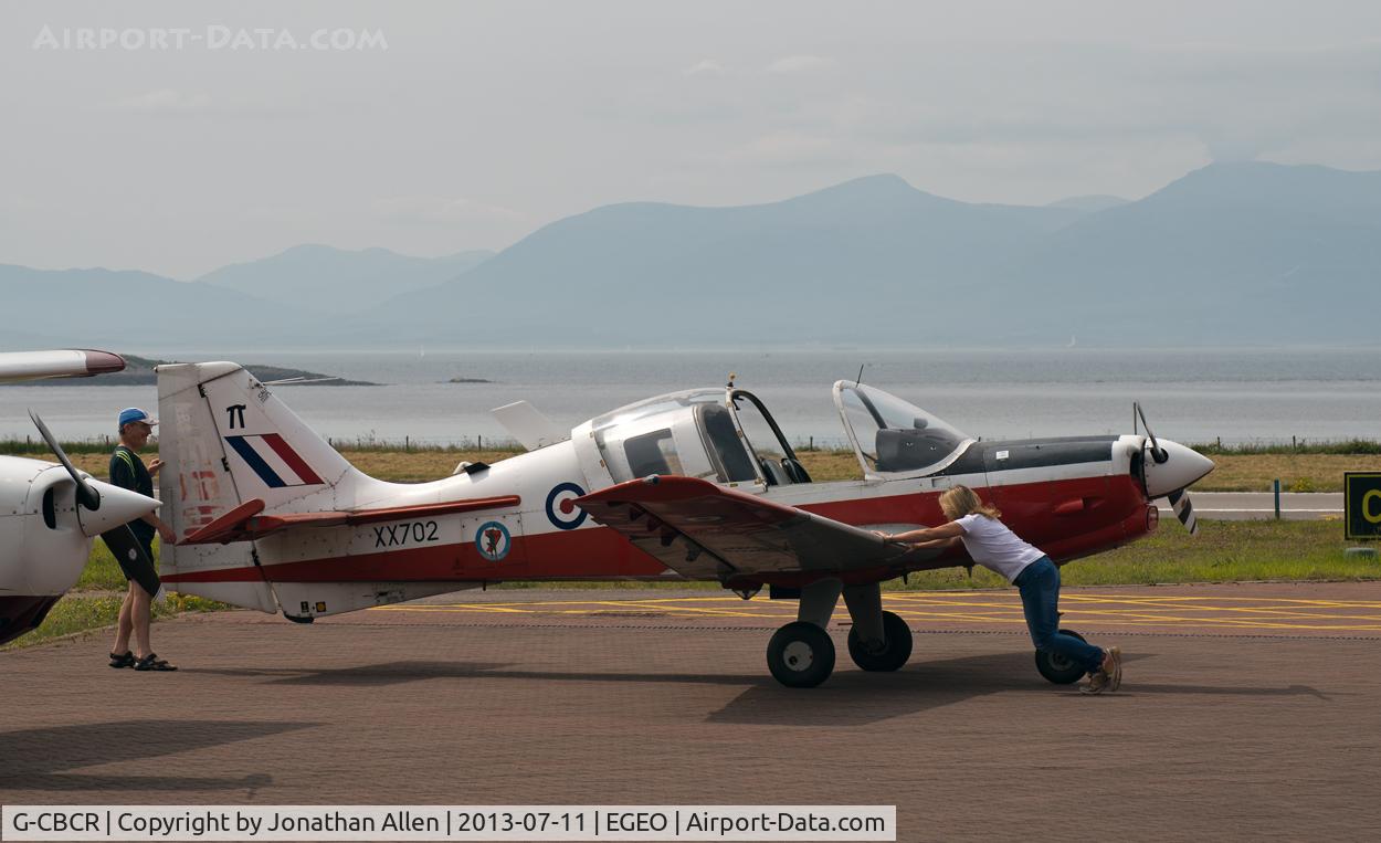 G-CBCR, 1975 Scottish Aviation Bulldog T.1 C/N BH120/351, After arrival at Oban Airport.