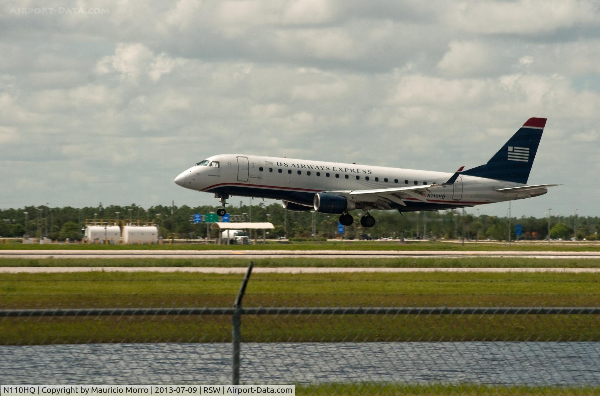 N110HQ, 2007 Embraer 175LR (ERJ-170-200LR) C/N 17000172, Landing RWY 6