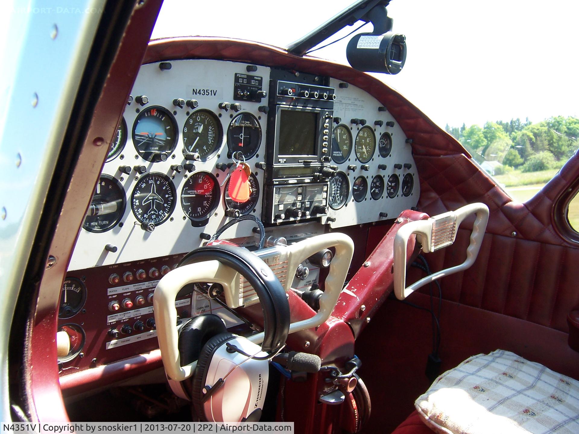 N4351V, 1948 Cessna 195 C/N 7260, 60th annual Washington Island fishboil. Panel