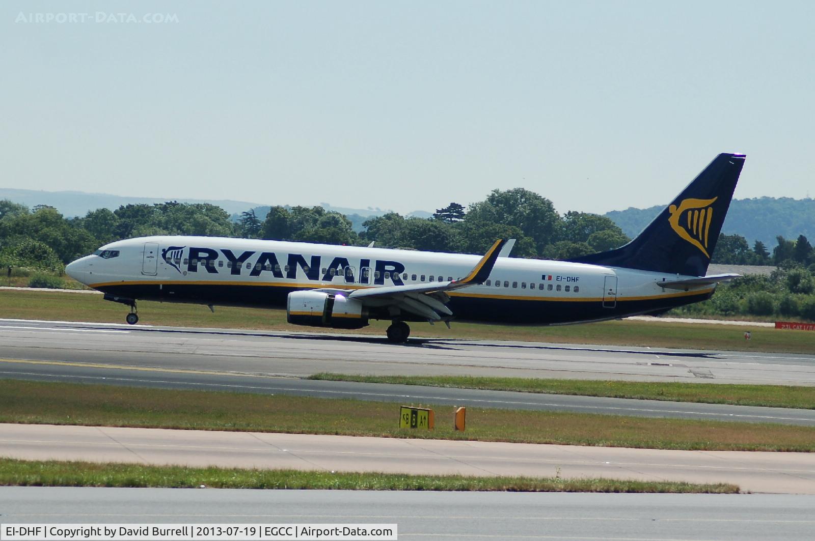 EI-DHF, 2005 Boeing 737-8AS C/N 33575, Ryanair Boeing 737 EI-DHF Landing at Manchester Airport.