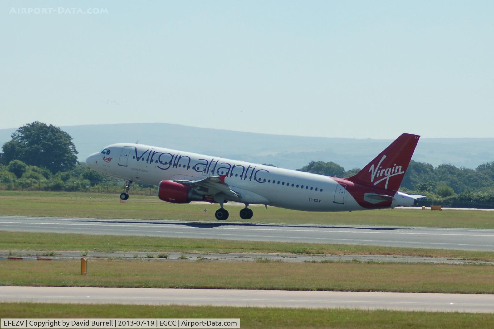 EI-EZV, 2003 Airbus A320-214 C/N 2001, Virgin Atlantic Airbus A320 EI0EZV Taing off from Manchester Airport.