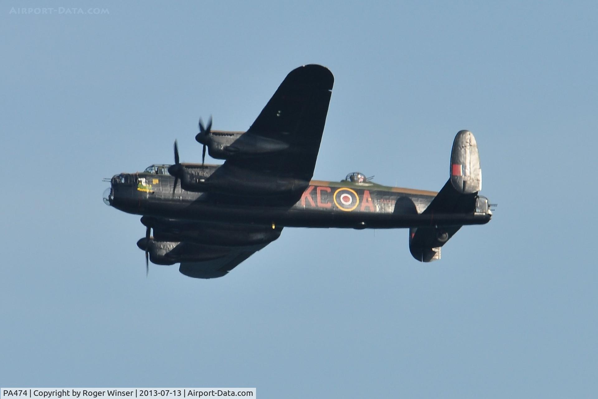 PA474, 1945 Avro 683 Lancaster B1 C/N VACH0052/D2973, Off airport. RAF BBMF Lancaster B.I 'Thumper III' coded KC-A displaying on the first day of the Wales National Air Show, Swansea Bay, UK.