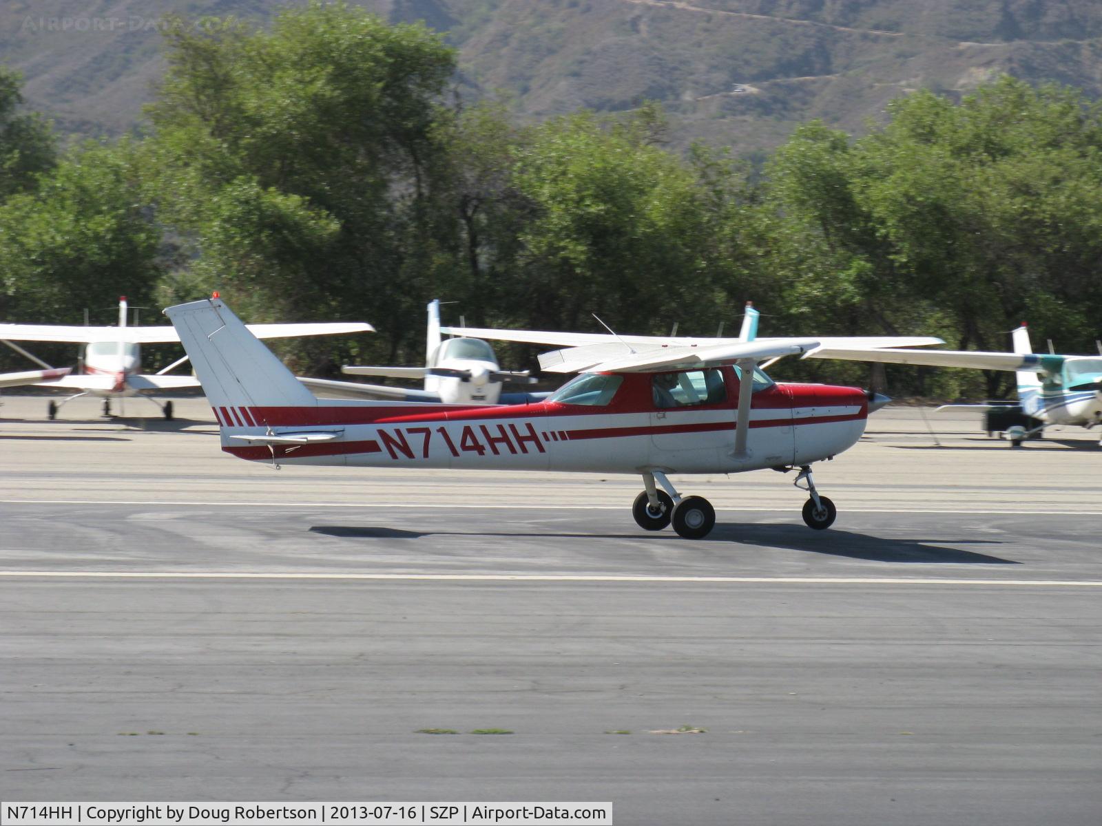 N714HH, 1977 Cessna 150M C/N 15079185, 1977 Cessna 150M, Continental O-200 100 Hp, takeoff roll Rwy 22